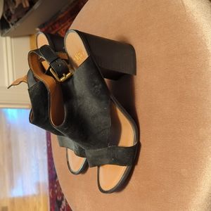 Black suede platforms